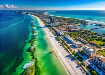 Aerial View of Fort Walton Beach, Florida Coastline - February 2016