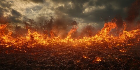 The forest is burning, creating a dangerous and destructive inferno.