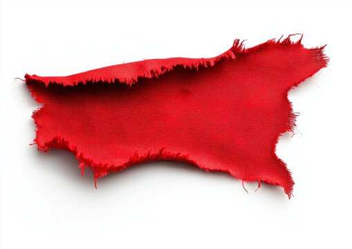 Red fabric scrap on white background