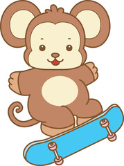 Cute Monkey vector icon. Funny baby Monkey animal series stock illustration. life of fluffy Monkey designs.