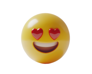 Isolated Yellow Emoji with Heart Eyes and a Wide Smile