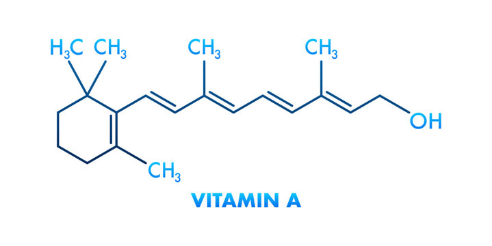 Vitamin A retinol molecule structure showing chemical formula