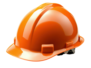 Isolated High Visibility Orange Hard Hat with Visor