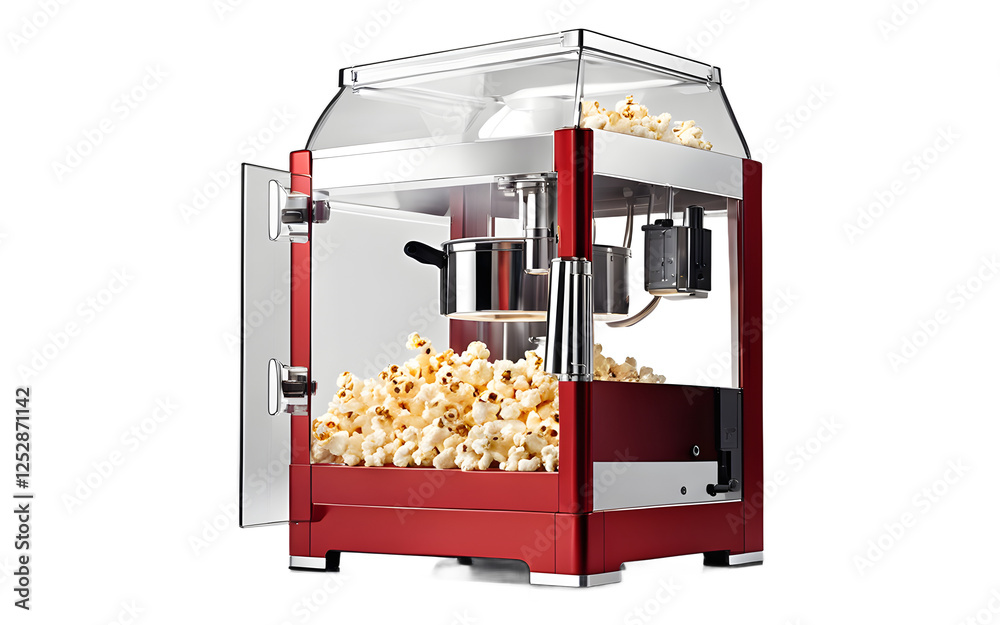 Poster A modern popcorn maker with a transparent popping chamber on a empty plain background