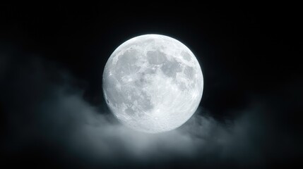 Naklejka premium Full moon night sky cloudscape, celestial background