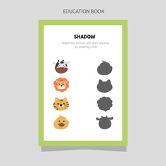 Fototapeta premium Worksheet Education book for kids. recognition of numbers, letters, colors, matching shapes, recognizing names of fruits, vegetables, writing numbers