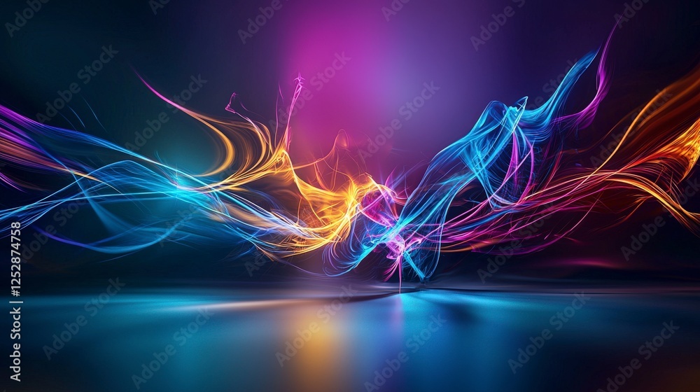Poster dynamic light lines dance in abstract composition digital art artistic environment vivid color palet