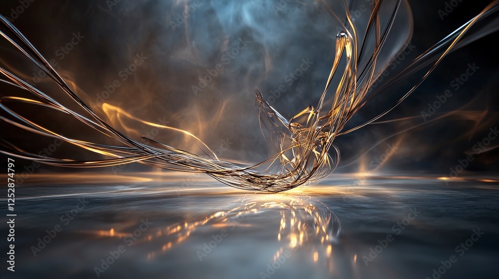 Leinwandbilder Dynamic light lines shift direction abstract art installation digital artwork studio environment close-up view modern concept