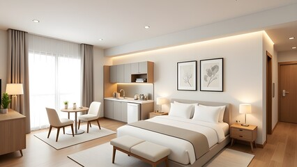 Fototapeta premium Warm and cozy bedroom space