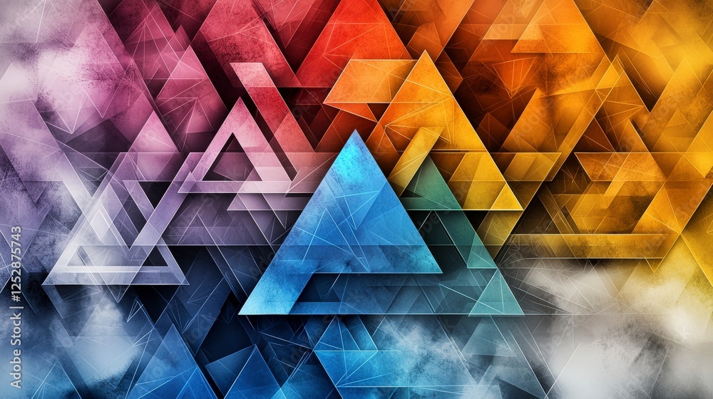 Poster Dynamic triangle pattern design abstract art digital graphics colorful background creative viewpoint modern aesthetics
