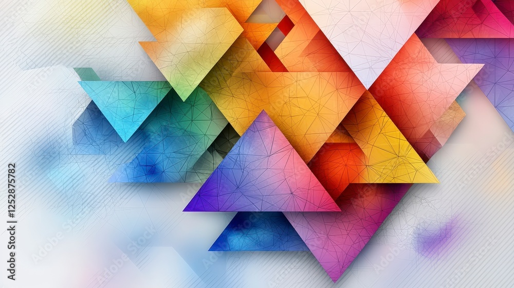 Poster Vibrant triangular patterns abstract art digital design colorful gradient creative background contemporary aesthetic