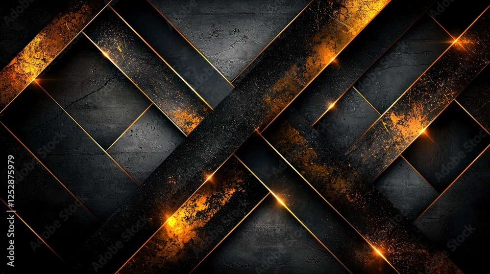 Poster Intersecting light beams dynamic layered geometric design in abstract art with dark background perspective