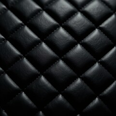 Fototapeta premium Black Quilted Leather Close-Up, Abstract Background, High-Quality AI Photo