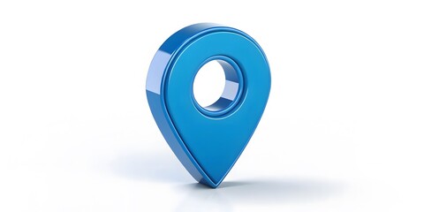 Blue 3D Location Pin Icon on Clean White Background for Navigation