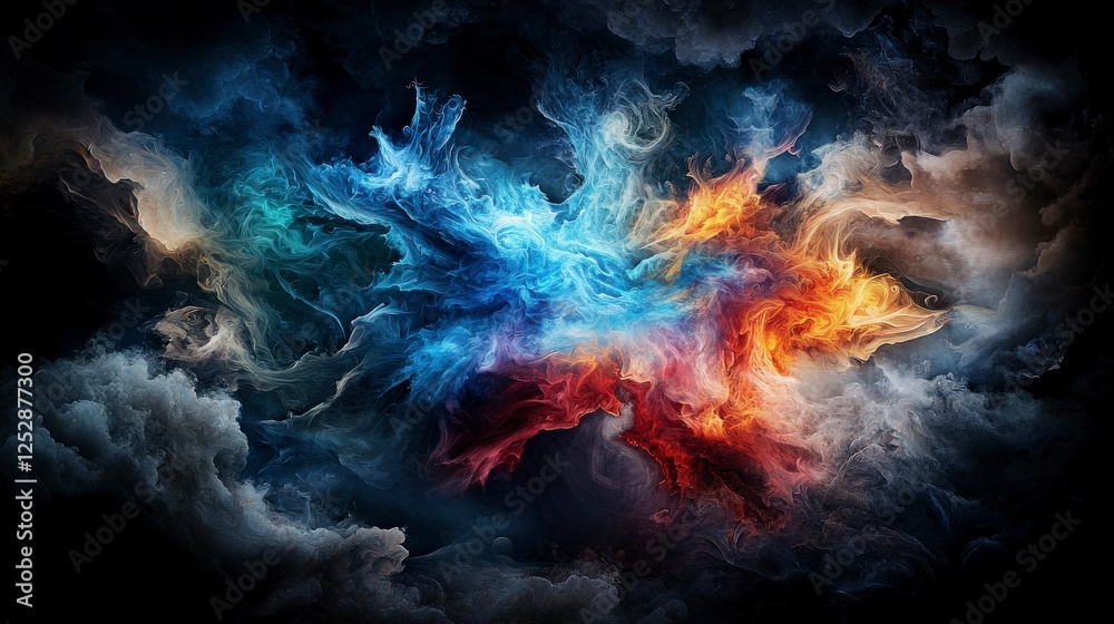 Aufkleber Colorful transformation of boundless dimensions abstract art digital creation dark background surreal viewpoint