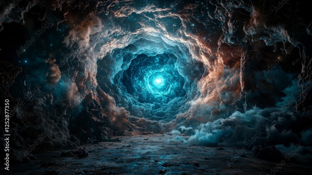 Aufkleber transformative cosmic journey otherworldly space and mystical digital art in a wide-angle boundless 