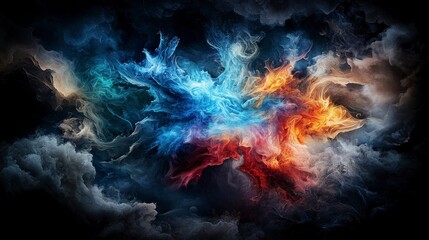 Fototapeta premium Colorful transformation of boundless dimensions abstract art digital creation dark background surreal viewpoint