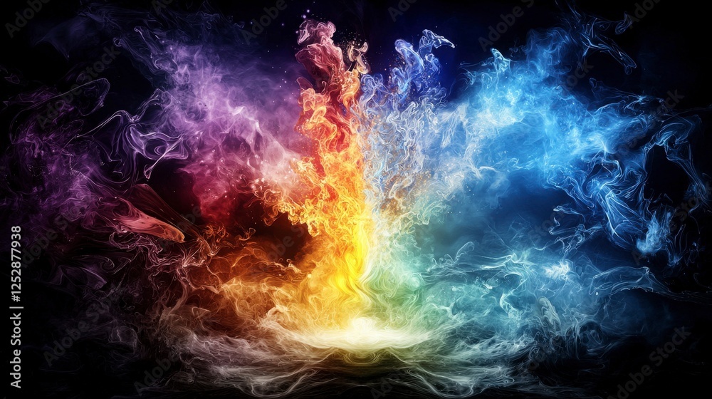 Aufkleber energetic colorful explosion abstract art digital creation vibrant environment dynamic viewpoint emo