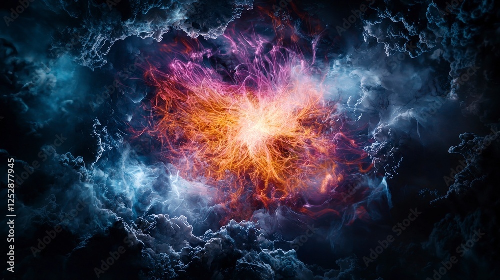 Poster breathing of feelings through space emotions explode in cosmic art abstract environment digital artw