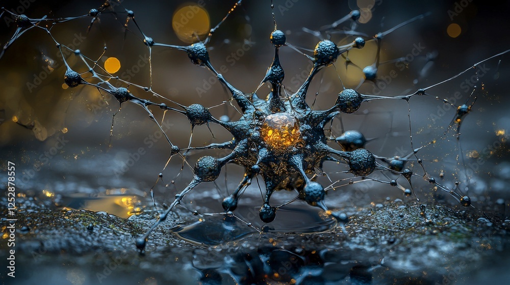 Aufkleber Evolutionary codes in life cycles explored through microscopic science laboratory setting abstract art