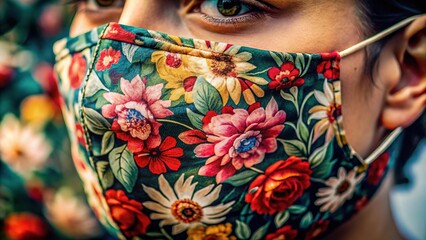 Chic floral face mask, a stylish statement piece.  Plenty of room for personal touches.