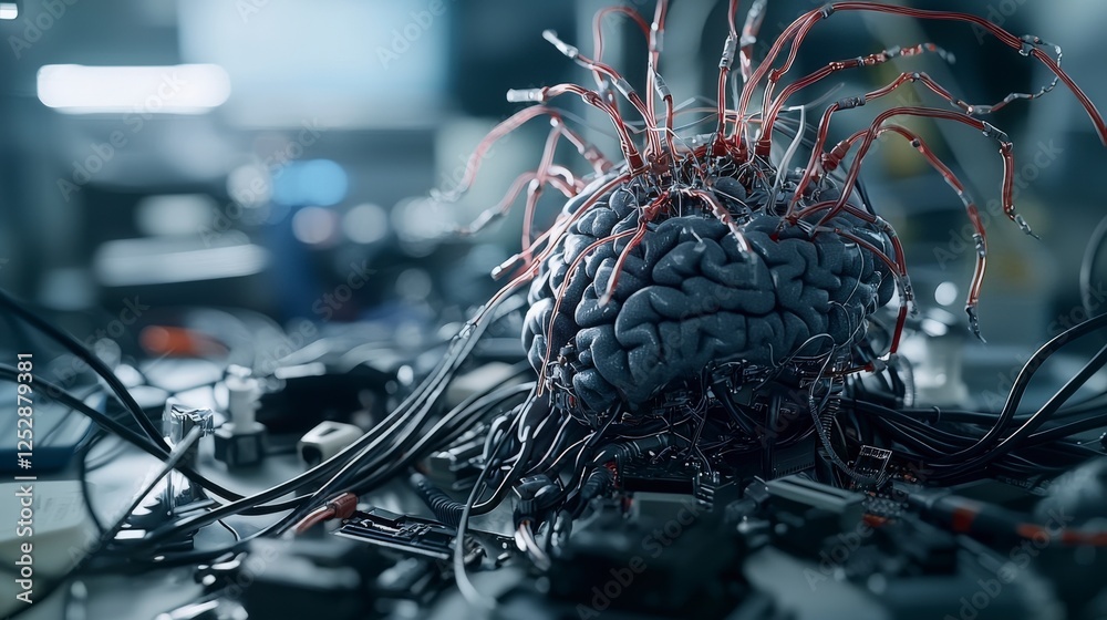 Poster Innovative computer networks merging memory and emotion in futuristic labs technology scene with abstract concept