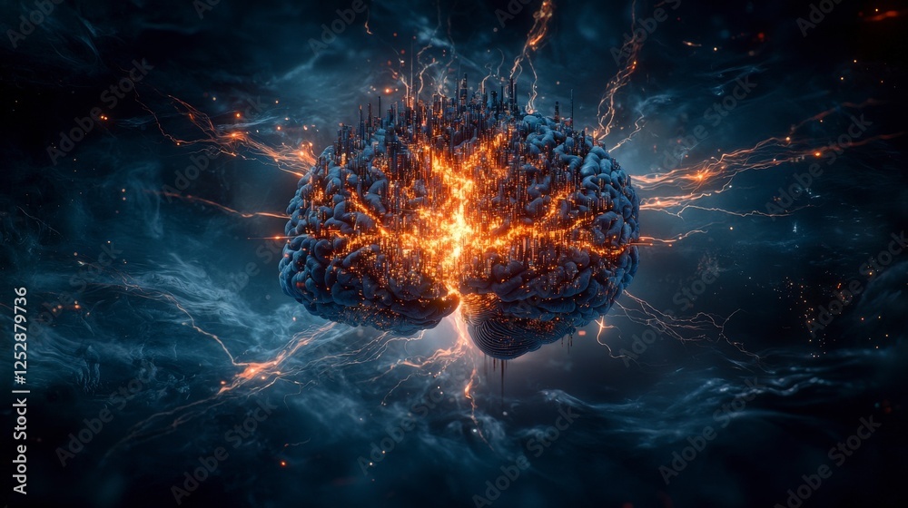 Poster exploring the human mind as a vast city an artistic visualization of cognitive architecture