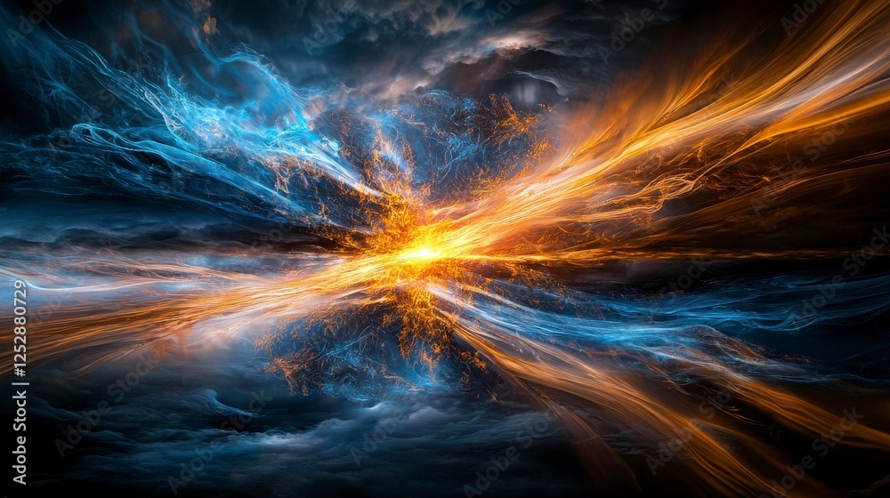 Poster Ethereal thoughts in cosmic energy a surreal digital art journey through dynamic abstract environments