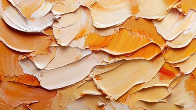 Vibrant abstract pattern inspired by oil painting with thick brush strokes in warm shades of red, orange, and yellow blending seamlessly together