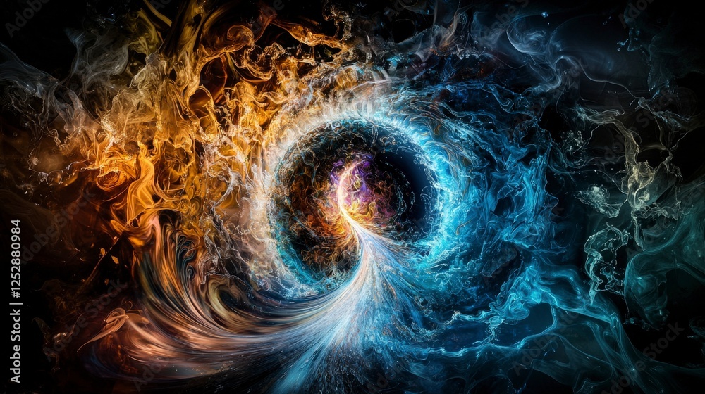 Poster Flowing time visualization as a river abstract art cosmic journey digital creation futuristic concept