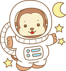 Cute Monkey vector icon. Funny baby Monkey animal series stock illustration. life of fluffy Monkey designs.