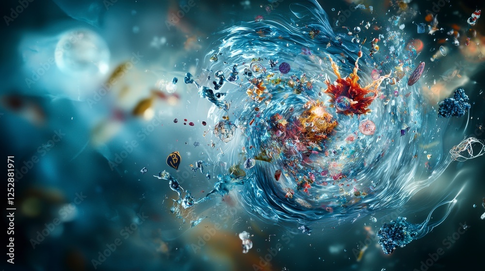 Poster turbulent thoughts swirling in a cosmic storm abstract art digital creation surreal environment dram