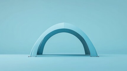 Blue arched tent, event space, minimalist background