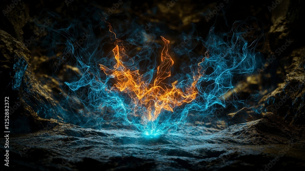 Poster visible rhythms of energy mesmerizing light phenomena in a dark cavern digital art vibrant atmospher