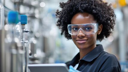 LAB laboratory, A scientist using a digital tablet to monitor data in a high-fidelity image, showcasing modern technology in research.