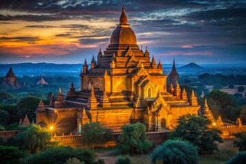 Bagan Myanmar Dhammayangyi Temple Night Low Light Photography, Ancient Brick Pagoda, Southeast Asia