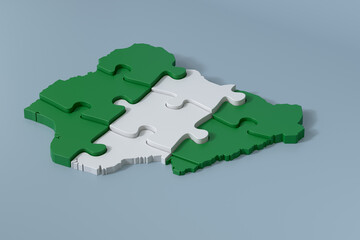 Nigeria map puzzle illustrating cooperation and unity