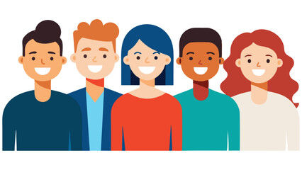 Fototapeta premium Group of happy young people. Vector illustration in a flat style.