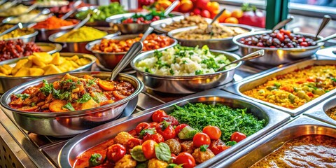 Obraz premium All-inclusive hotel's Turkish buffet: bowl your own delicious food.