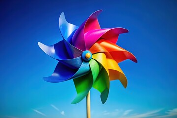 A vibrant pinwheel dances in the azure expanse.