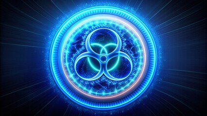 Biotechnology Circular Symbol: Blue Science Innovation Long Exposure Stock Photo