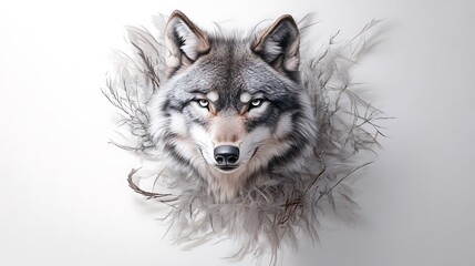 Gray Wolf Head Portrait In Artistic Style