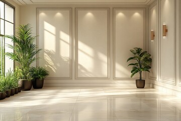 Contemporary interior design showcase modern space bright setting wide angle
