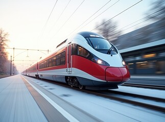 Naklejka premium High-Speed Train, Modern, Futuristic, Speed, Motion, Detail
