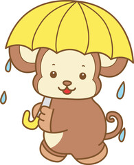 Cute Monkey vector icon. Funny baby Monkey animal series stock illustration. life of fluffy Monkey designs.