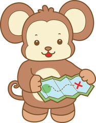 Cute Monkey vector icon. Funny baby Monkey animal series stock illustration. life of fluffy Monkey designs.