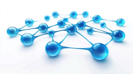 Fototapeta premium Blue Molecular Structure on White Background with Elegant Design