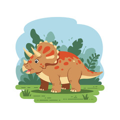 Cute Triceratops Dinosaur Cartoon Illustration
