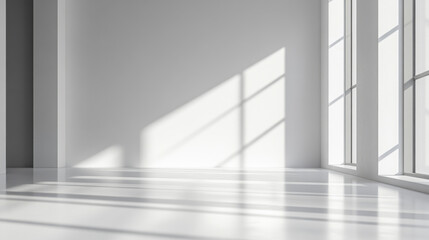 Obraz premium Bright and clean workspace with natural light filtering through large windows in a modern minimalist setting