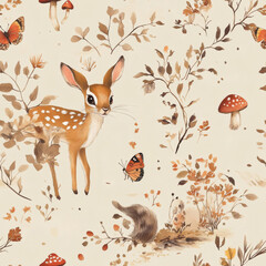 Whimsical deer pattern design
